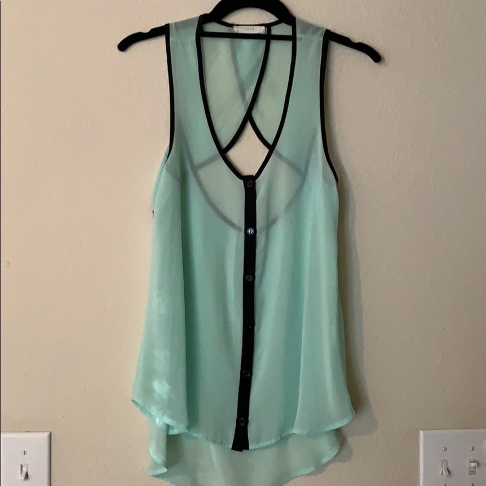 Teal & black sheer tank top